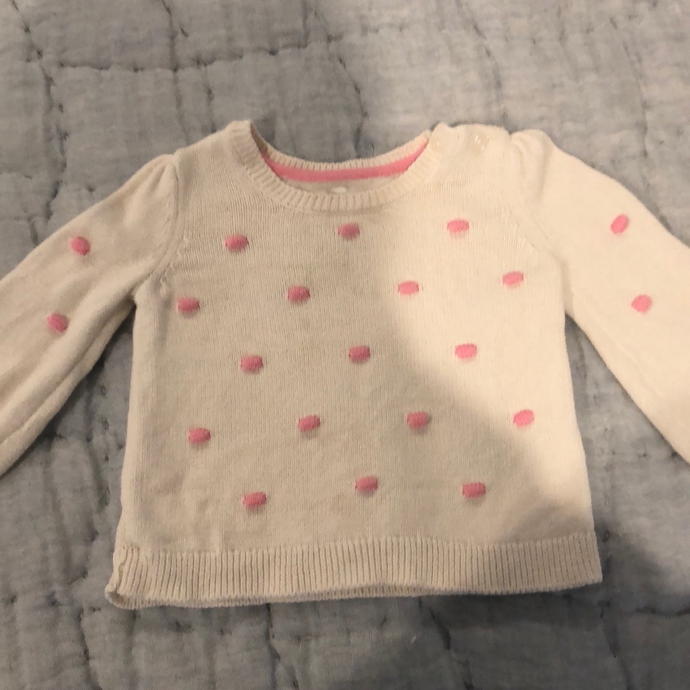 12-18 months girl GAP sweater! Cream and pink. Worn once